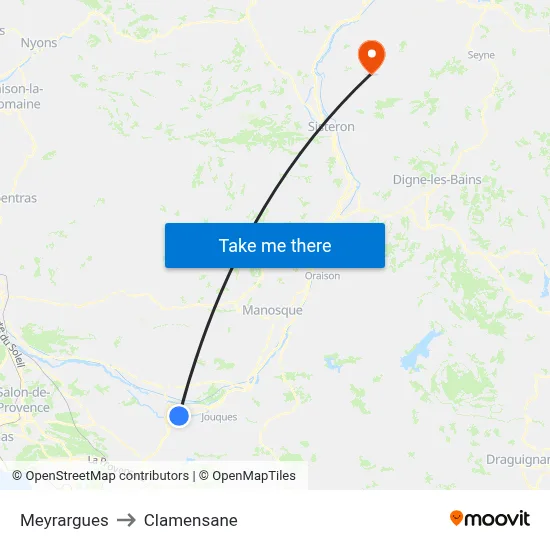 Meyrargues to Clamensane map