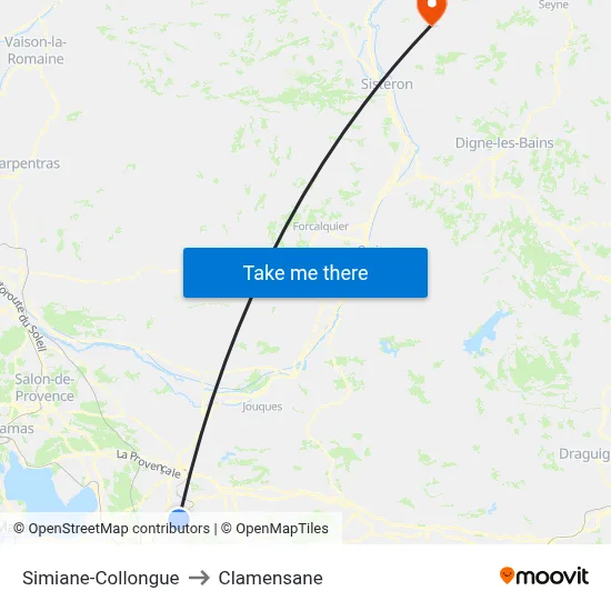 Simiane-Collongue to Clamensane map