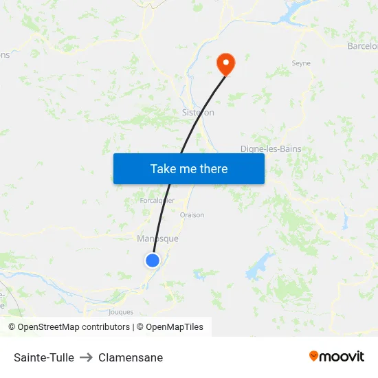 Sainte-Tulle to Clamensane map