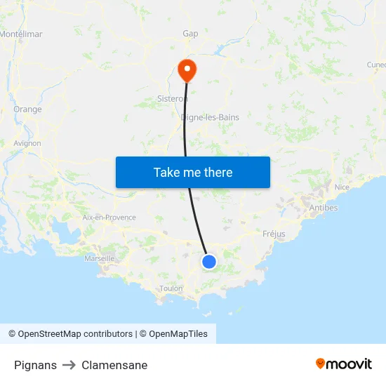 Pignans to Clamensane map