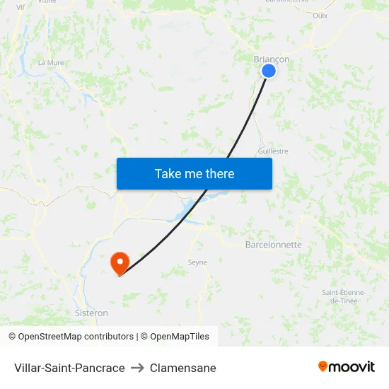 Villar-Saint-Pancrace to Clamensane map