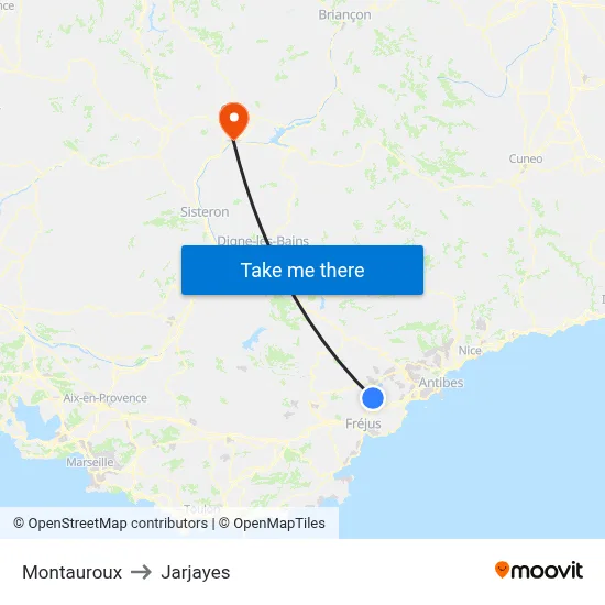 Montauroux to Jarjayes map