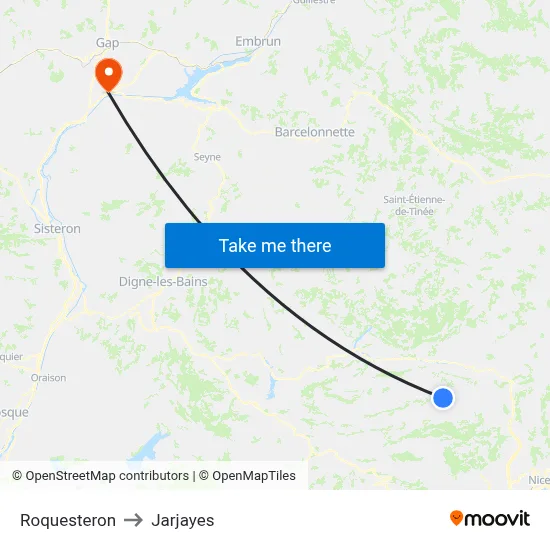 Roquesteron to Jarjayes map