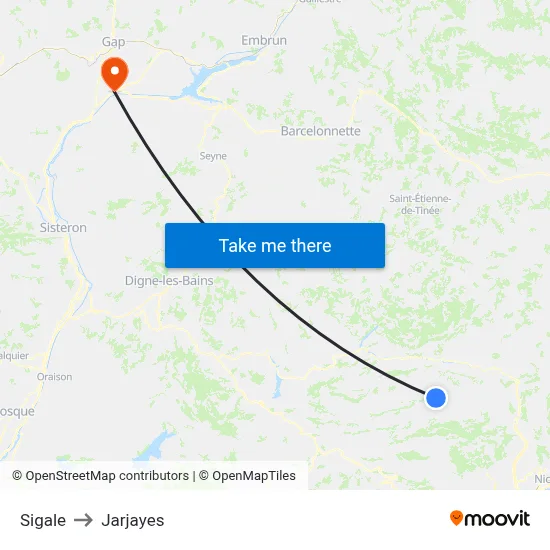 Sigale to Jarjayes map