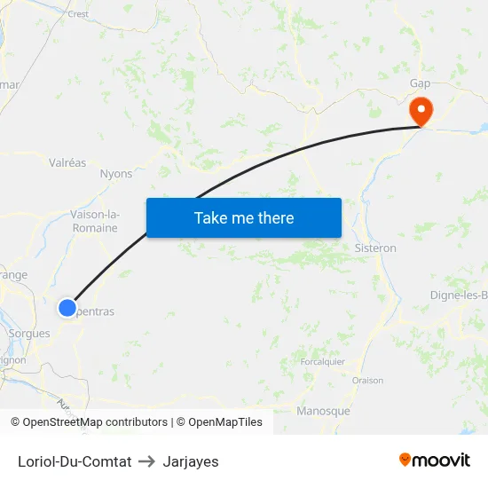 Loriol-Du-Comtat to Jarjayes map