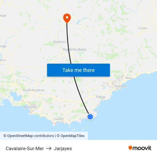 Cavalaire-Sur-Mer to Jarjayes map
