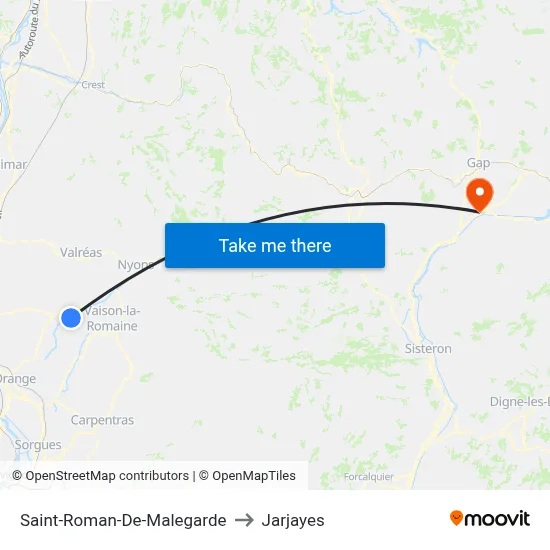 Saint-Roman-De-Malegarde to Jarjayes map
