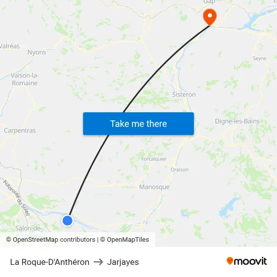 La Roque-D'Anthéron to Jarjayes map