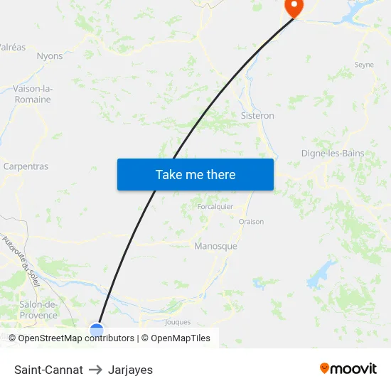Saint-Cannat to Jarjayes map