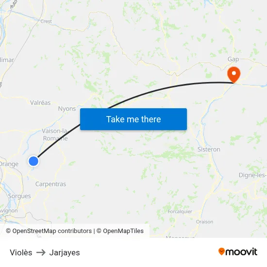 Violès to Jarjayes map