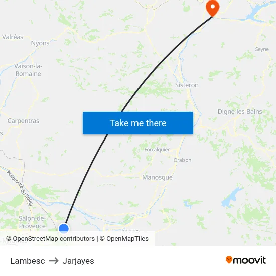 Lambesc to Jarjayes map