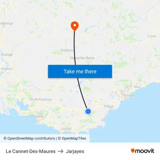 Le Cannet-Des-Maures to Jarjayes map