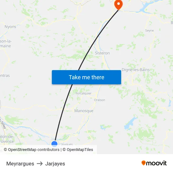 Meyrargues to Jarjayes map