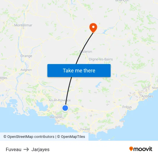 Fuveau to Jarjayes map