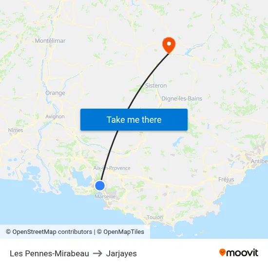 Les Pennes-Mirabeau to Jarjayes map