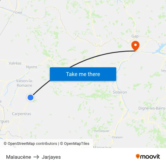 Malaucène to Jarjayes map