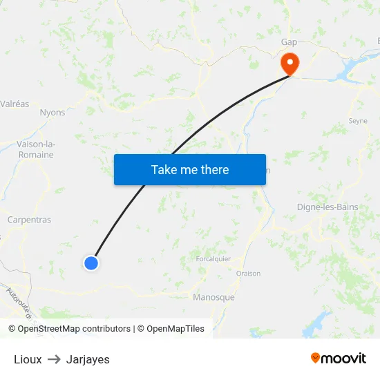 Lioux to Jarjayes map