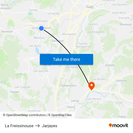 La Freissinouse to Jarjayes map