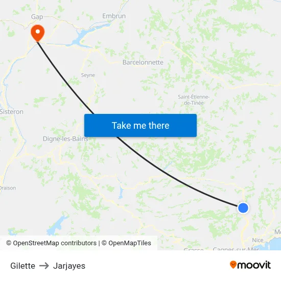 Gilette to Jarjayes map