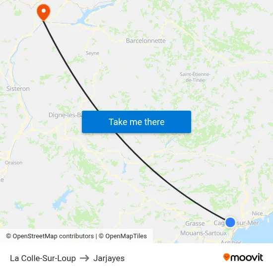 La Colle-Sur-Loup to Jarjayes map