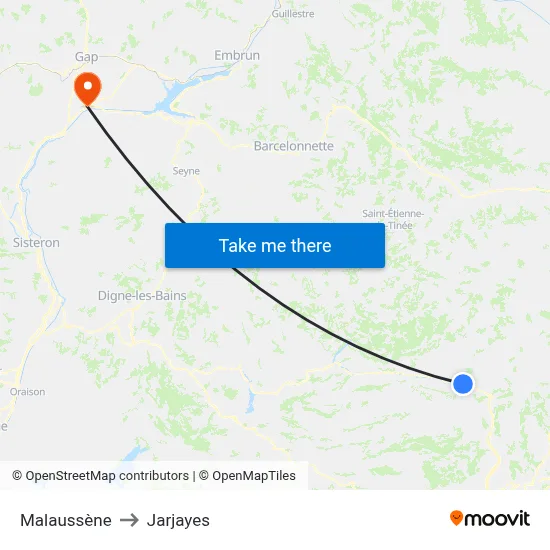 Malaussène to Jarjayes map