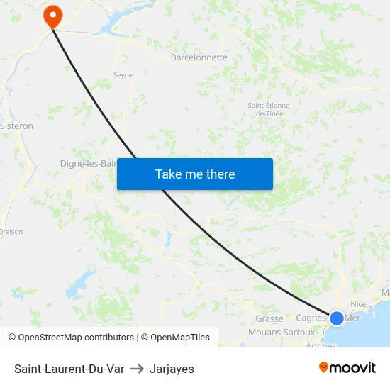 Saint-Laurent-Du-Var to Jarjayes map
