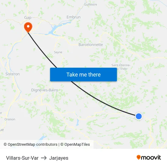 Villars-Sur-Var to Jarjayes map