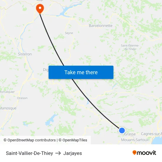 Saint-Vallier-De-Thiey to Jarjayes map