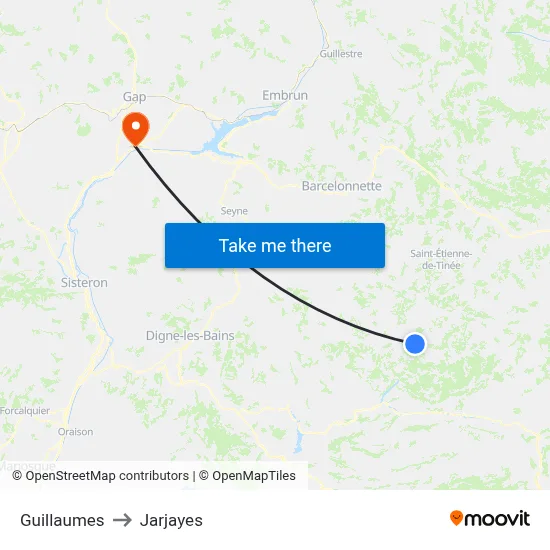 Guillaumes to Jarjayes map