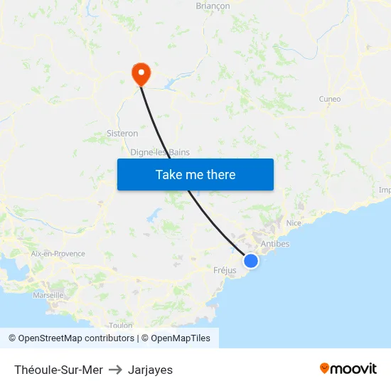 Théoule-Sur-Mer to Jarjayes map