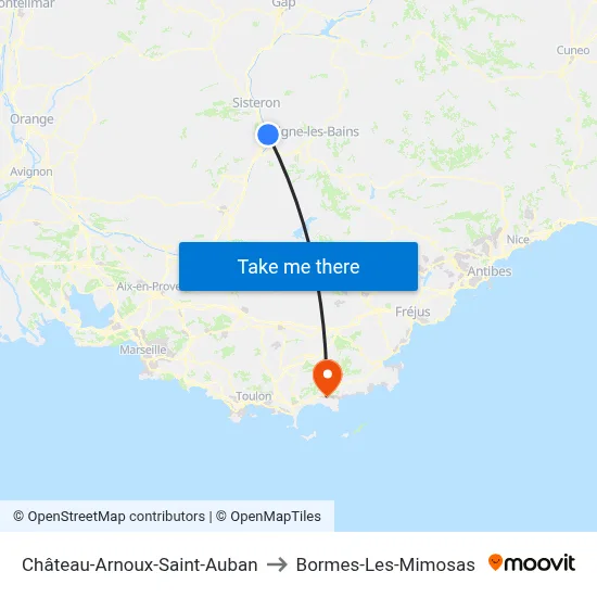 Château-Arnoux-Saint-Auban to Bormes-Les-Mimosas map