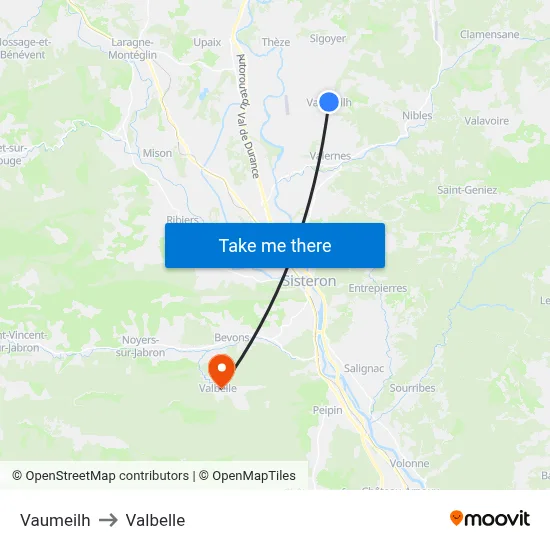 Vaumeilh to Valbelle map