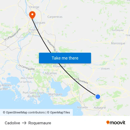 Cadolive to Roquemaure map