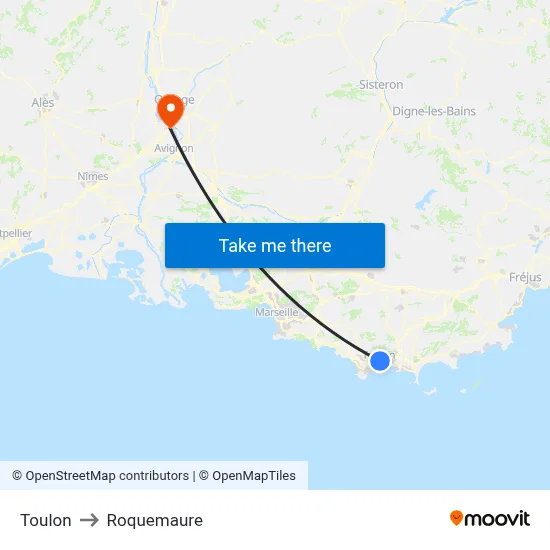Toulon to Roquemaure map