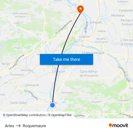 Arles to Roquemaure map