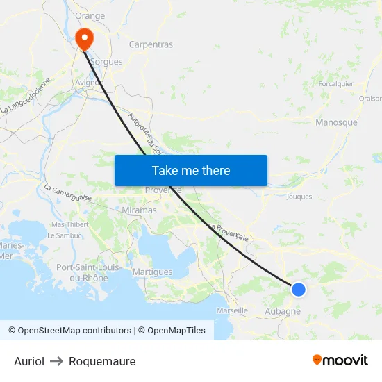 Auriol to Roquemaure map