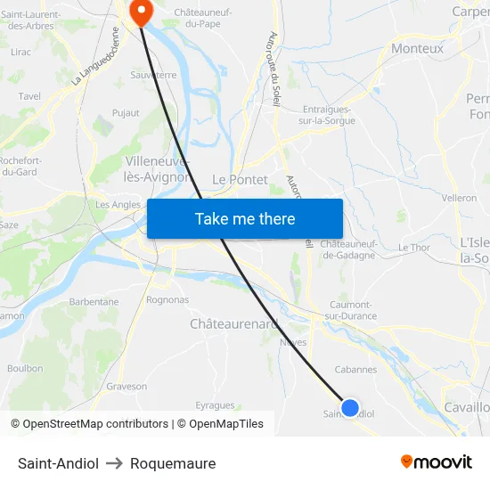 Saint-Andiol to Roquemaure map