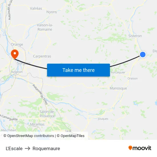 L'Escale to Roquemaure map