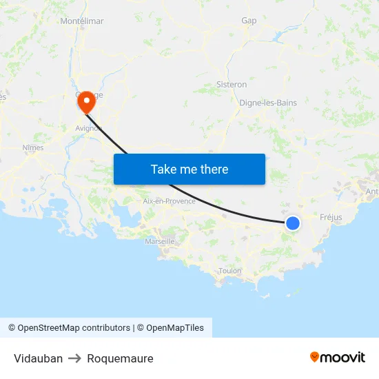 Vidauban to Roquemaure map