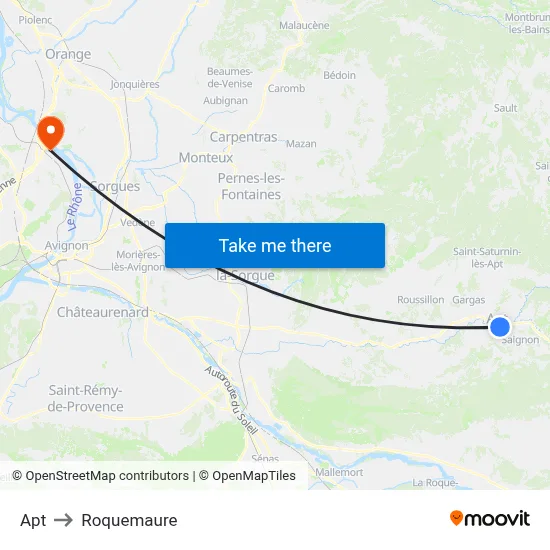 Apt to Roquemaure map
