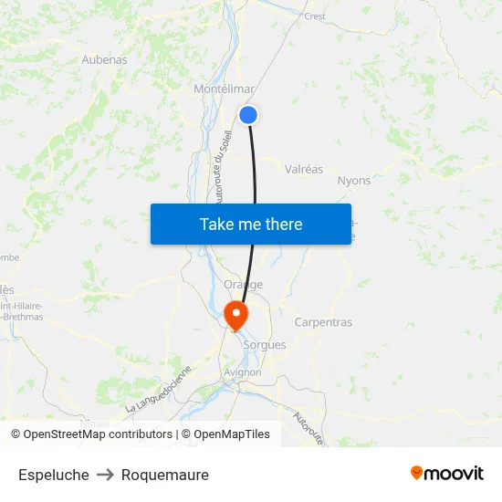 Espeluche to Roquemaure map