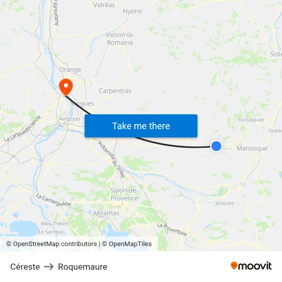 Céreste to Roquemaure map