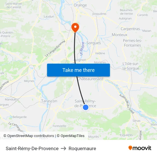 Saint-Rémy-De-Provence to Roquemaure map