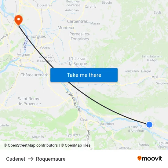 Cadenet to Roquemaure map