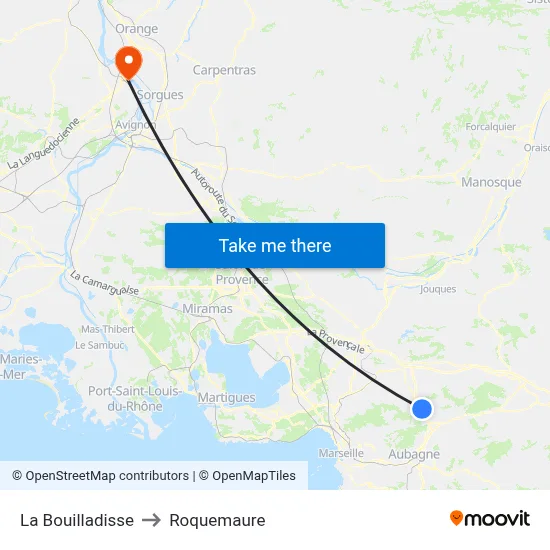 La Bouilladisse to Roquemaure map