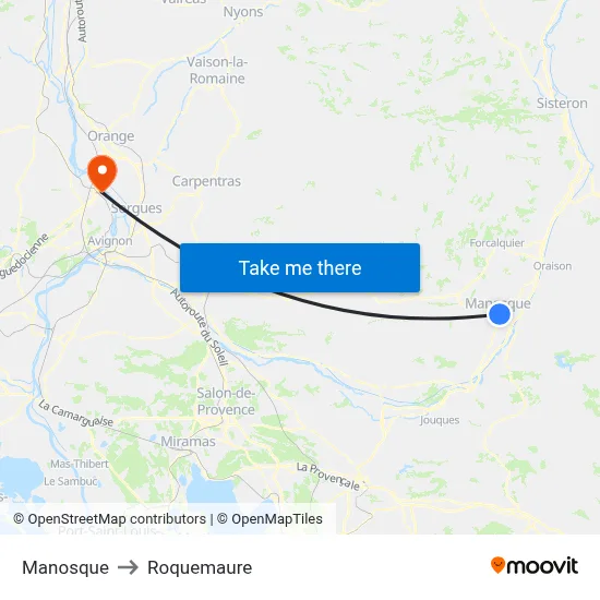 Manosque to Roquemaure map