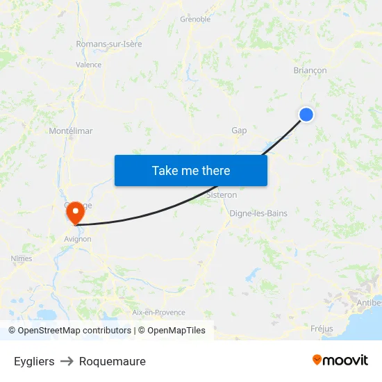 Eygliers to Roquemaure map