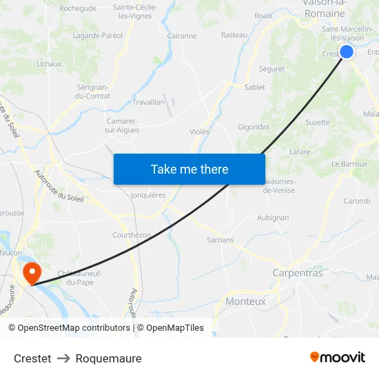 Crestet to Roquemaure map