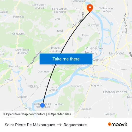 Saint-Pierre-De-Mézoargues to Roquemaure map