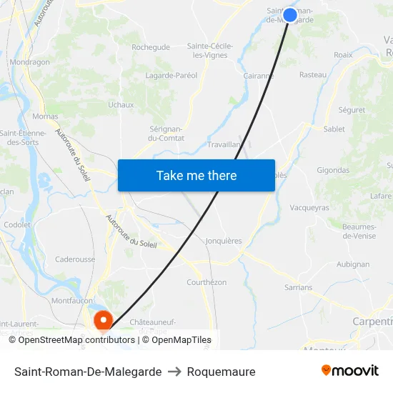 Saint-Roman-De-Malegarde to Roquemaure map